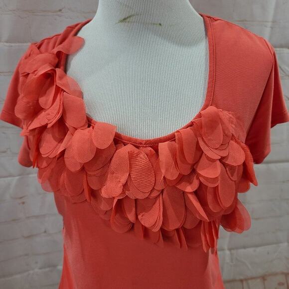 Cato orange/peach blouse with fringe on collar - Picture 14 of 14